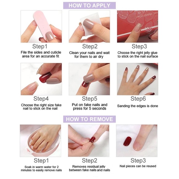 LONG COFFIN press on nails 24 pc nail set stick on fake nail with glue kit - Picture 4 of 4